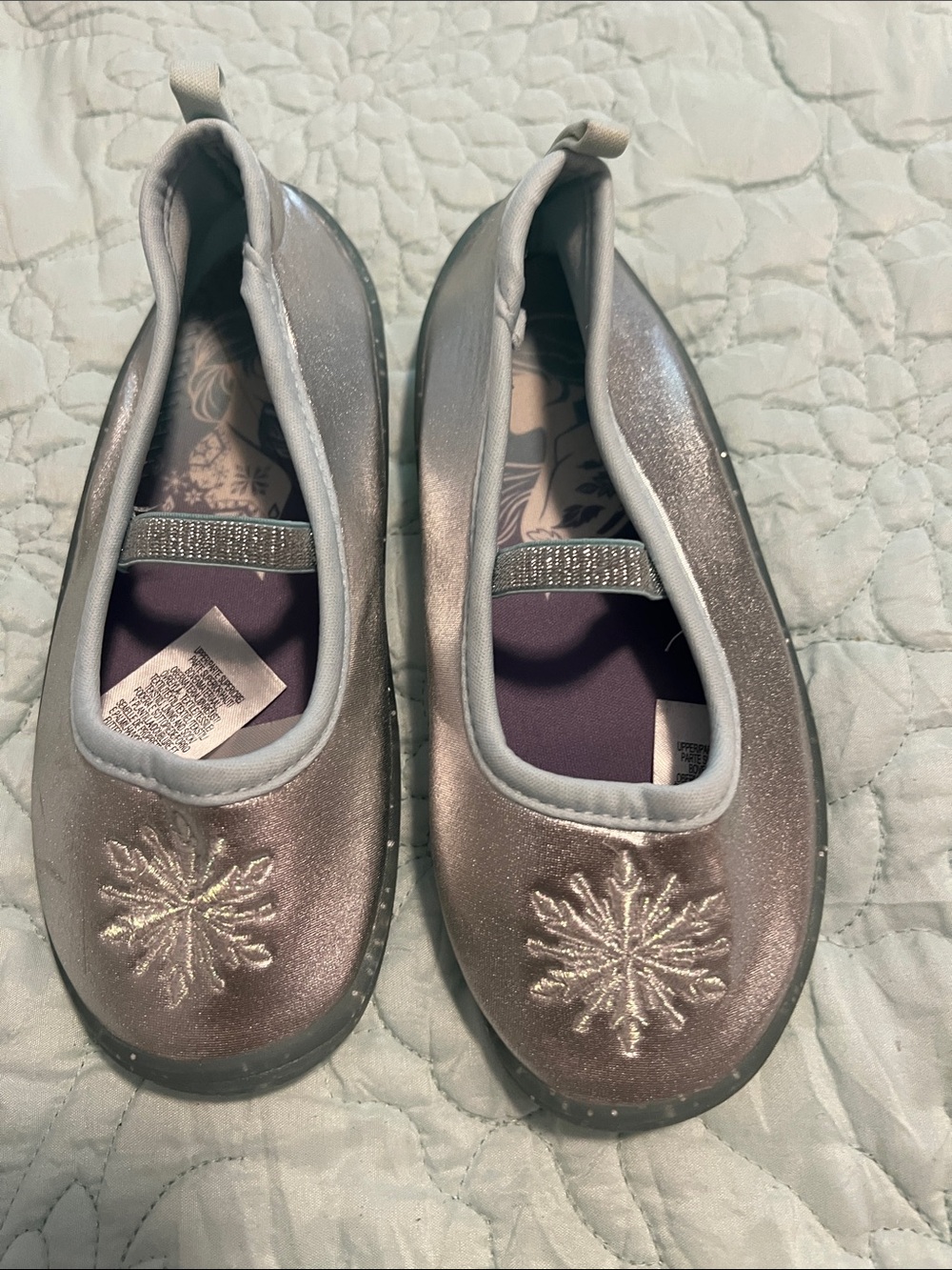 Disney, Girls' Sparkle Snowflake - Silver, “Frozen”water shoes, NWOT